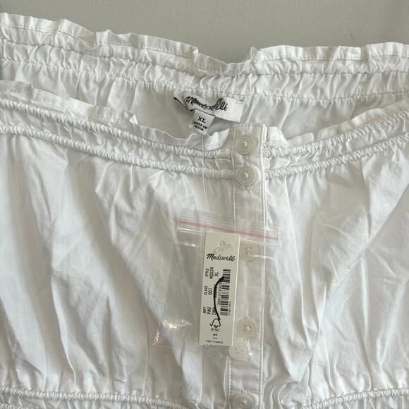 NWT Madewell Smocked Button-Front Top in Poplin In White Size XL - Picture 4 of 6